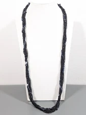 Charming Charlie Black Glass Bead Multi Chain Twist Long Necklace 32 in