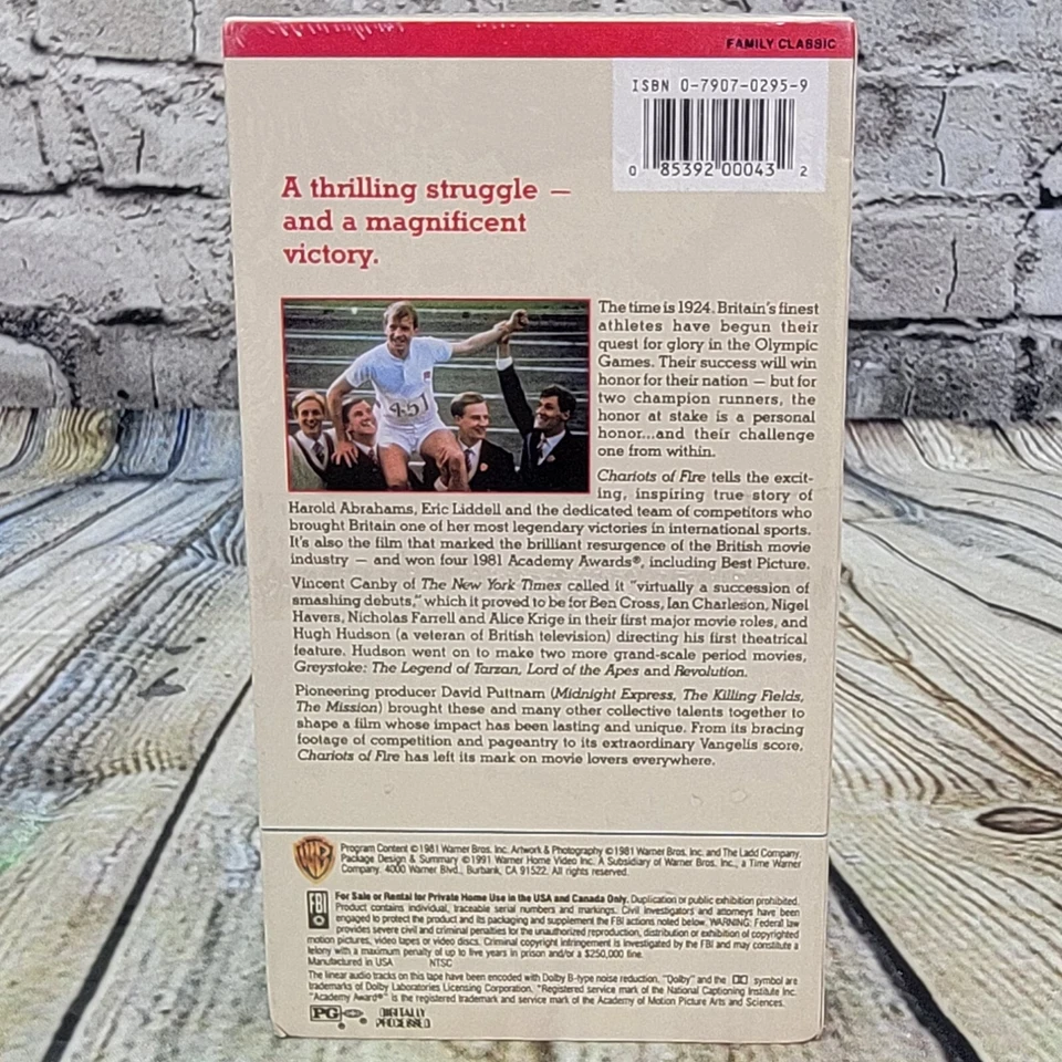 Chariots of Fire VHS Tape 1981 Warner Home Video NEW Sealed Watermark Classic - Image 2 of 3