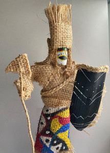 VTG Bahamian Doll/Warrior 17" Figure Handmade Burlap STRAW-MAN /Photo of Artisan
