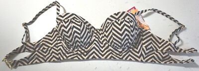 XHILARATION WOMEN'S PUSH-UP MIDI BIKINI TOP BLACK & MOCHA CREAM ALL SIZES NEW!