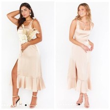 Nwot Show Me Your MuMu Claire Midi Dress In Champaigne Luxe Satin