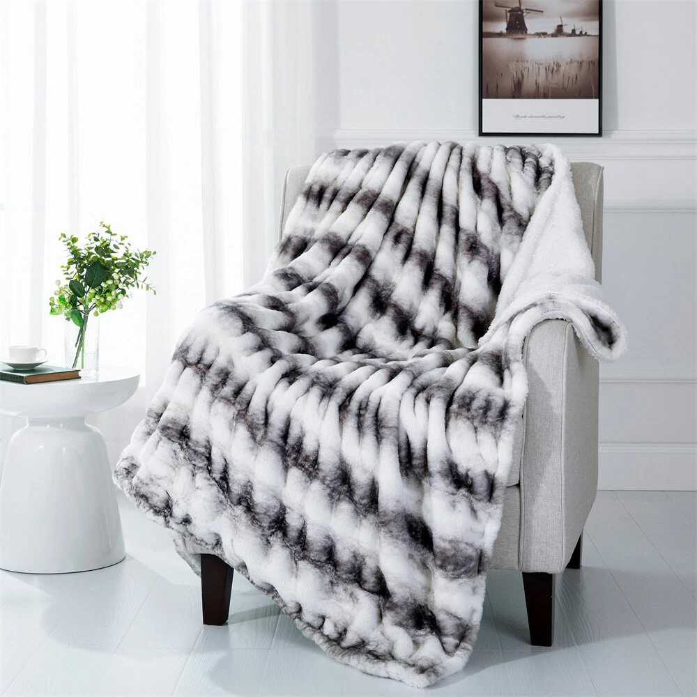 Shar Pei Faux Fur Throw Blanket Plush Soft Warm for Bed Couch Sofa Animal Print