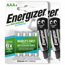 Energizer Recharge Extreme AAA size batteries HR03 800mAh 1.2V Retail Packaging