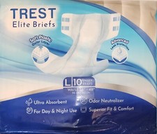 Trest Elite Briefs adult diaper nappy 3 Bag of 10 White Size Large