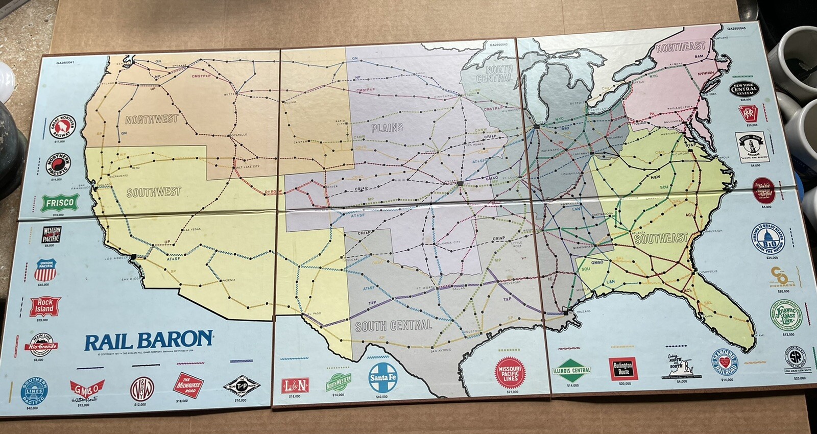 1977 RAIL BARON BOARD GAME, AVALON HILL, RAILROAD, TRAINS, N&W C&O B&O