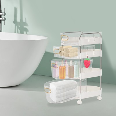 4 Tier Drawer Storage Rolling Cart Multi-functional Mobile Storage Organizer 