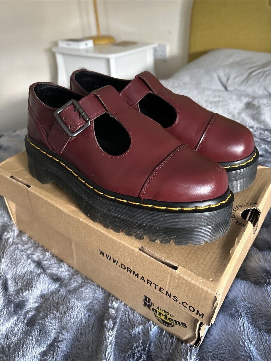 Dr Martens BETHAN t-bar mary jane cherry leather quad Dr Martens BETHAN t-bar mary jane cherry leather quad
