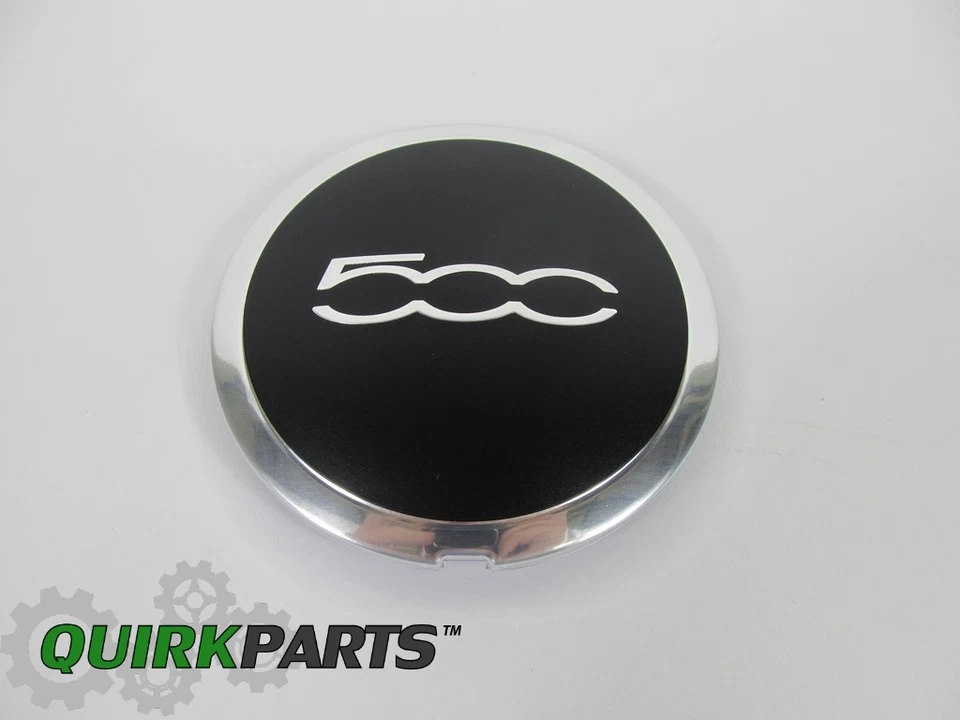 2012-2017 FIAT 500 BLACK WITH CHROME TRIM SINGLE ALLOY WHEEL CENTER CAP MOPAR - Image 2 of 4