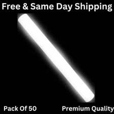 50 Pack 16" White LED Foam Glow Sticks - Light Up Flashing Wands for DJ Parties