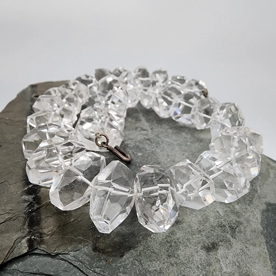 Collar de plata de ley 925 M & J Savitt moderno cristal primitivo 18" Ag 2318 Foto 4 de 4