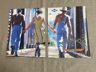 Jordache Basics 1991 2 page magazine advertisement girl with two guys ad