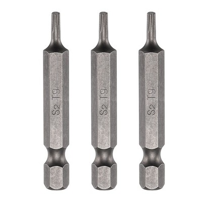 3pcs T9 Magnetic Torx Screwdriver Bit 1/4'' Hex Shank 50mm Length S2 Steel