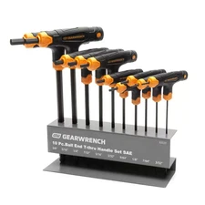 SAE Ball End T-Handle Hex Key Set with Metal Benchtop Stand (10-Piece)