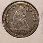 1847~P Seated Liberty 25c ~ Better  Date ~ Ch VF DETAILS