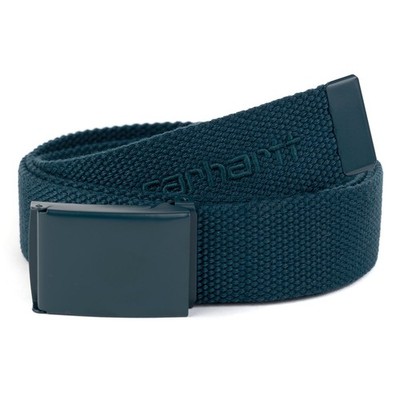 Carhartt WIP Script Buckle Belt Tonal duck blue - Stoffgürtel mit Klappschnalle