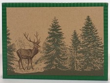 Box Of 20 Christmas Greeting Cards/Envelopes Elk In Evergreen Forest 5 x 7