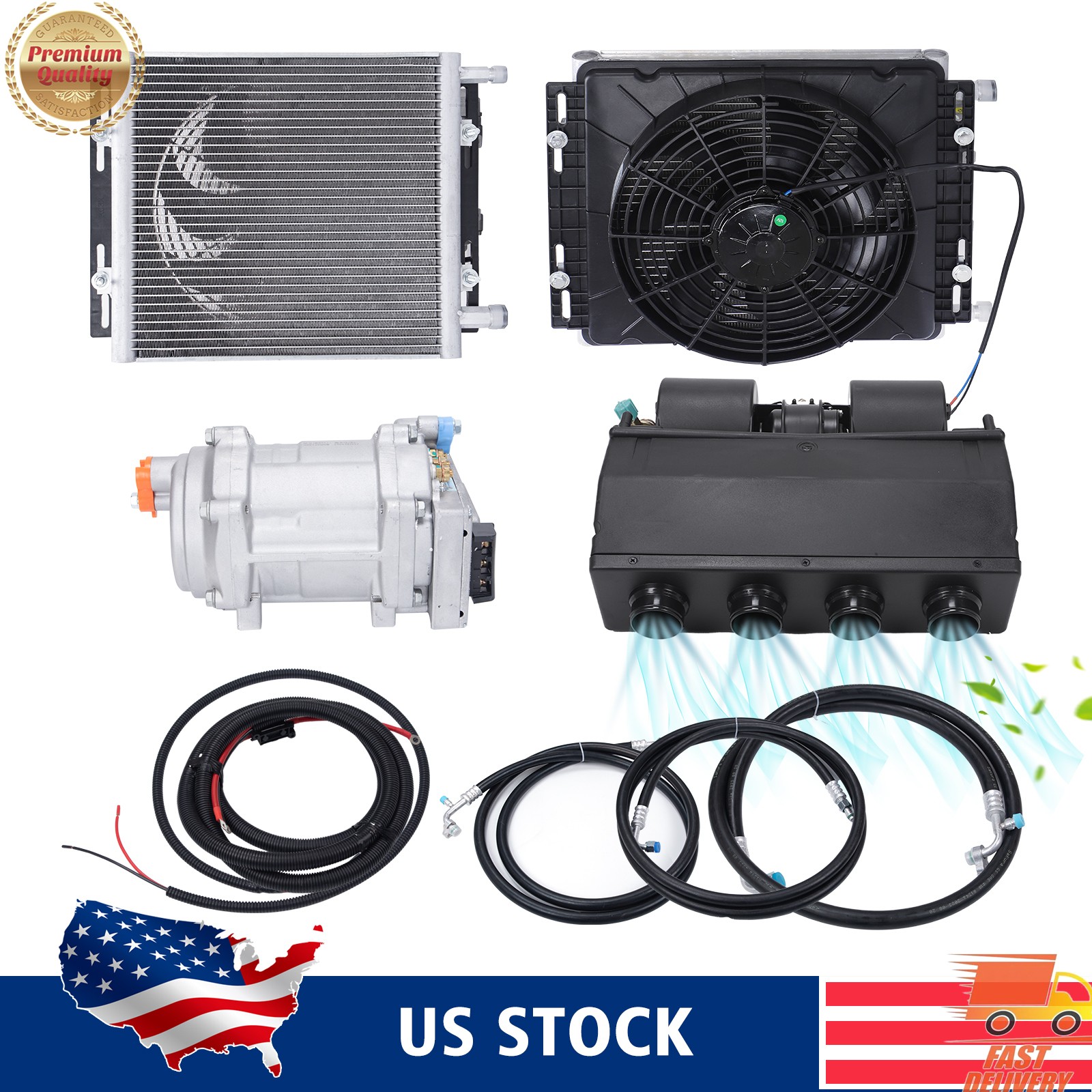 Universal 12V Underdash Air Conditioner Electric Compressor Kit For Auto Car