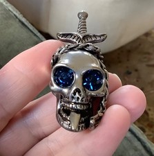 Alexander McQueen Skull Necklace Pendant Silver Tone Authentic