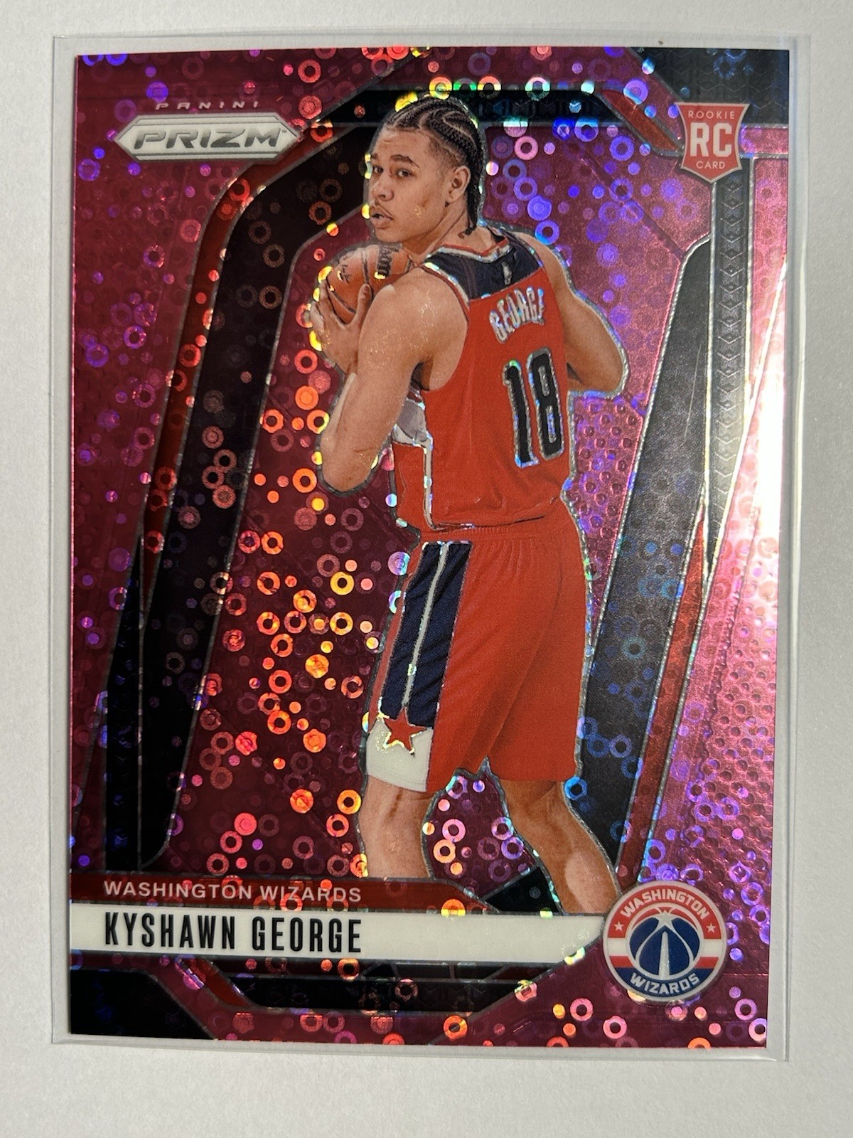 2024-25 Panini Prizm - Kyshawn George Rookie #257 Pink Fast Break Disco /50
