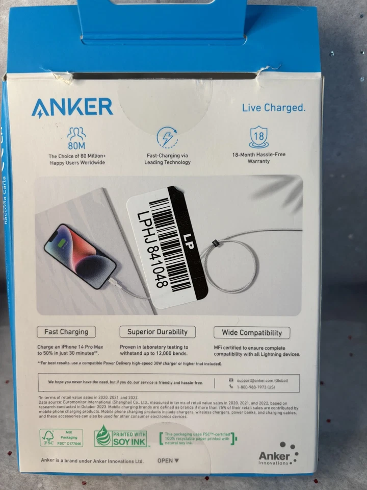 Anker Durable Braided Fast Charging Cable - USB-C to Apple Cable - 6ft - Image 3 of 3