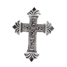 ARDOUR Wall Cross for Home Decor.Metal Hanging decorative Distressed White