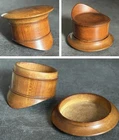 Fine Antique Treen Snuff Trinket Box Miniature Military Peaked Cap Trench Art