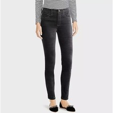 J. CREW Mid Rise Velvet Skinny Pants Slimming Stretch Full Length Black Size 29