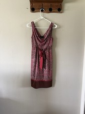 Y2K BCBGMaxAzria Cowl Neck Mini Sheath Dress Size XS Chocolate Brown Berry Pink