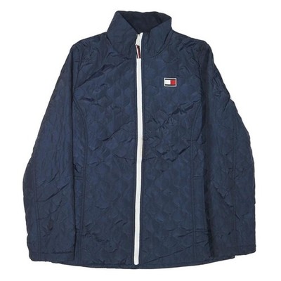 Tommy Hilfiger Damen Steppjacke dunkelblau S Baumwollmischung Reißverschluss Freizeit