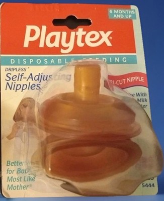 Playtex TRI-Cut SelfAdjusting FatTop LATEX Baby Nipples 6Mo &Up NOS FREESHIP 