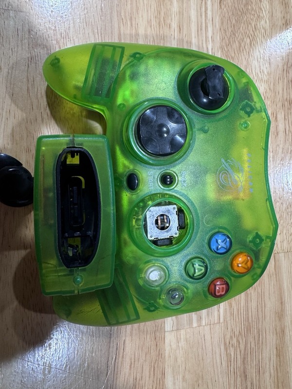 Pelican Wireless Original Xbox Controller + Receiver Green Clear FOR PARTS READ