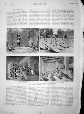 Alter antiker Druck 1895 Seidenindustrie Indien Fabrik Berhampore Alexandra 19.