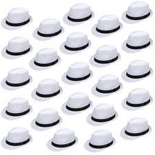 24 Pcs Fedora Style Hat Bulk Men 1920s Gangster Short Brim Panama Cap Women P...
