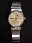 VTG TIMEX MANUEL WIND ANALOG DATE MENS WRISTWATCH ON SILVER TONE STAINLESS BAND
