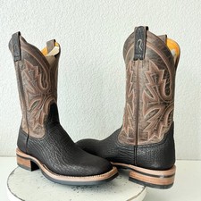 NEW Rod Patrick Mens Cowboy Boots 7.5 B Brown Shark Leather Western Square Toe