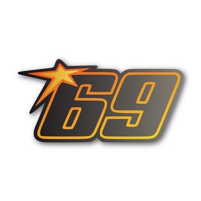Aufkleber Startnummer 69 mit Stern schwarz orange Retro Style Sticker Auto Bike