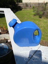 Blue Oxford Ware jug bottle, Made in USA with cork, ceramic stopper 7 1/2” T 7”W