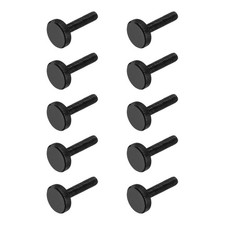 M8x30mm Knurled Thumb Screws, Black Steel Flat Head Thumb Screws, 10 Pcs