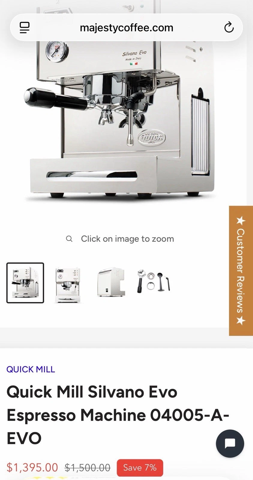Quick Mill Silvano Evo Espresso Machine 04005-A-EVO Stainless Steel
