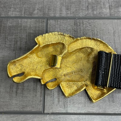 Vintage DOREEN RYAN Double Zebra Head Gold Black 1.25 in 