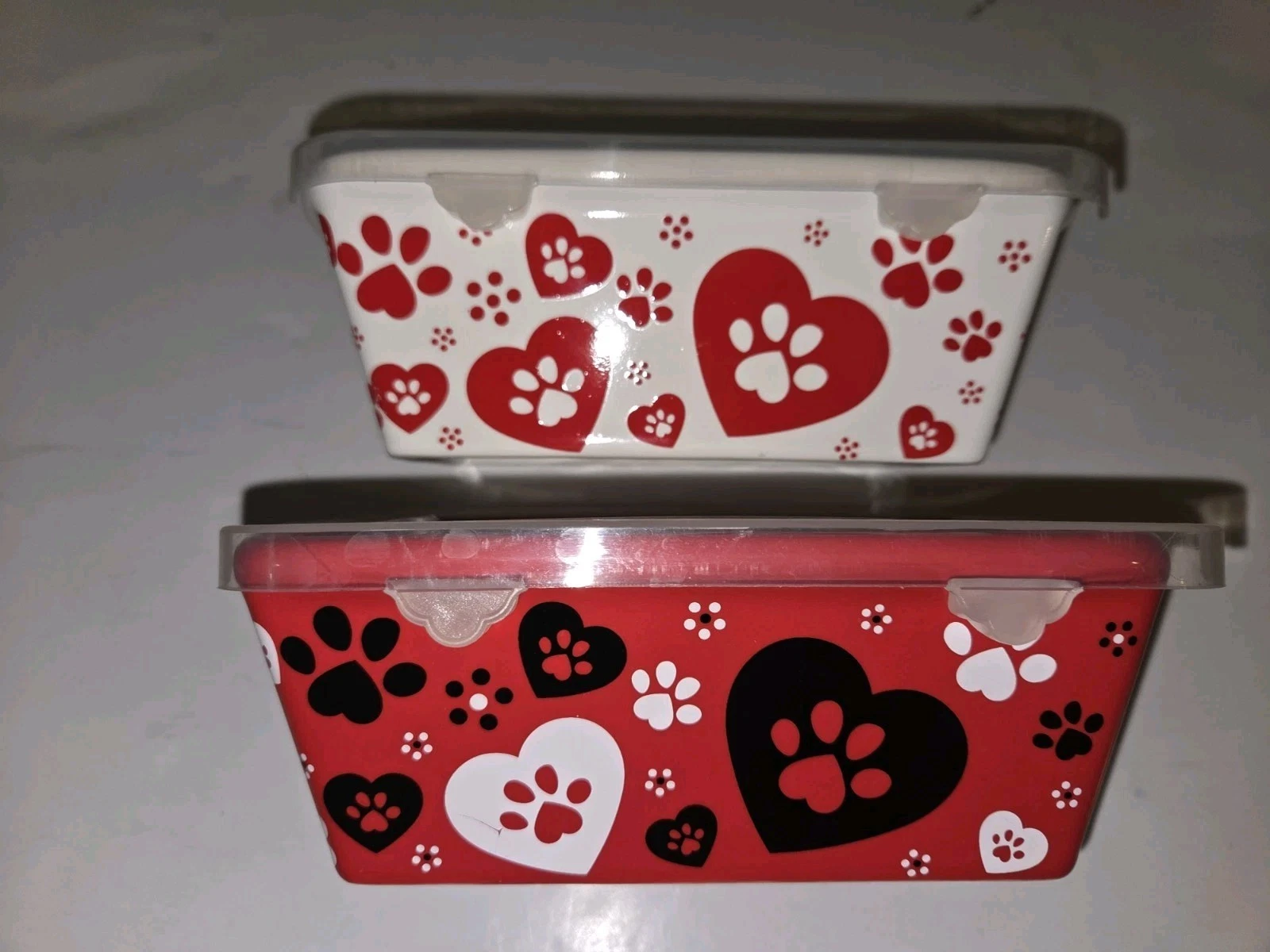 Temp-tations Tara Set of 2 Mini Loaf Pans Puppy Paw Prints Ceramic 14 Oz. Rare