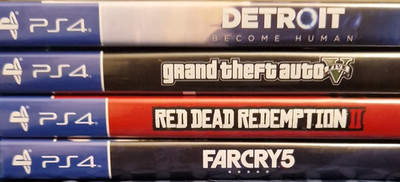 Rockstar, Ubisoft, Sony PS4 Action/Adventure Game Lot w/ Cases & Manuals