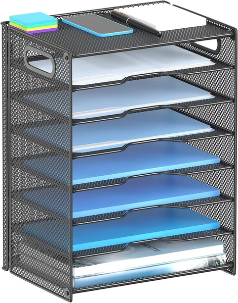 Schreibtisch Organizer Mit Griff, 8 Ebenen Briefablage Stabile Metall-AblagefäCh-image