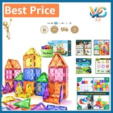 Magnetic Tiles Toddler Building Blocks   32pcs Rainbow Magnetic Toys for STEM...