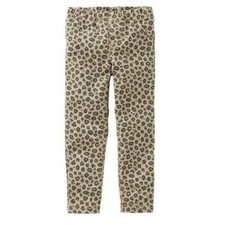 Girls Jeggings 5 Cheetah Brown Tan Pants Stretch Twill