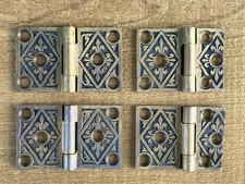 Antique Ornate Brass Shutter Hinges ~ French Fleur De Lis