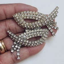 Vintage Shoe Clips Musi Rhinestone Silver Tone Bow Dangle Bridal Wedding