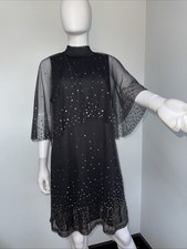 Monsoon Kimberley sequin cape dress black S/M Used
