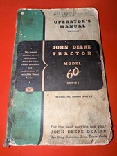 Original 1953 John Deere Model 60 Series Tractor Operators Manual OM-R2016R