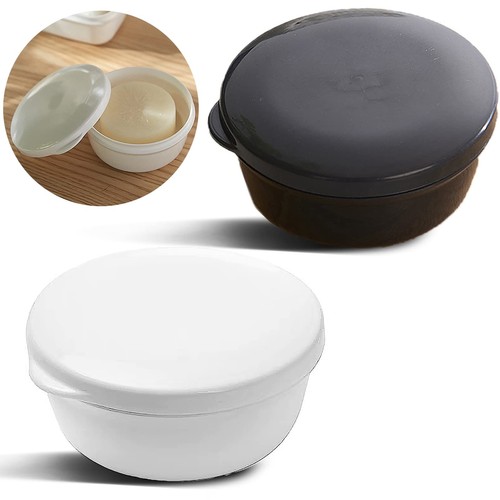 2 Pack Portable Round Soap Dishes, Plastic Soap Container with Lid Leak-Proof...